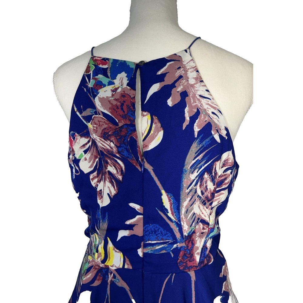 Vintage Preppy Coast Womens Royal Blue Ruched Waist Open Back Romper Short Sz M - Picture 3 of 9